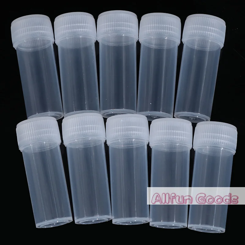 [TG835]10Pcs 5ml Plastic Test Tubes Vials Sample Container Powder Craft Screw Cap Bottles for Office School Chemistry Supplies