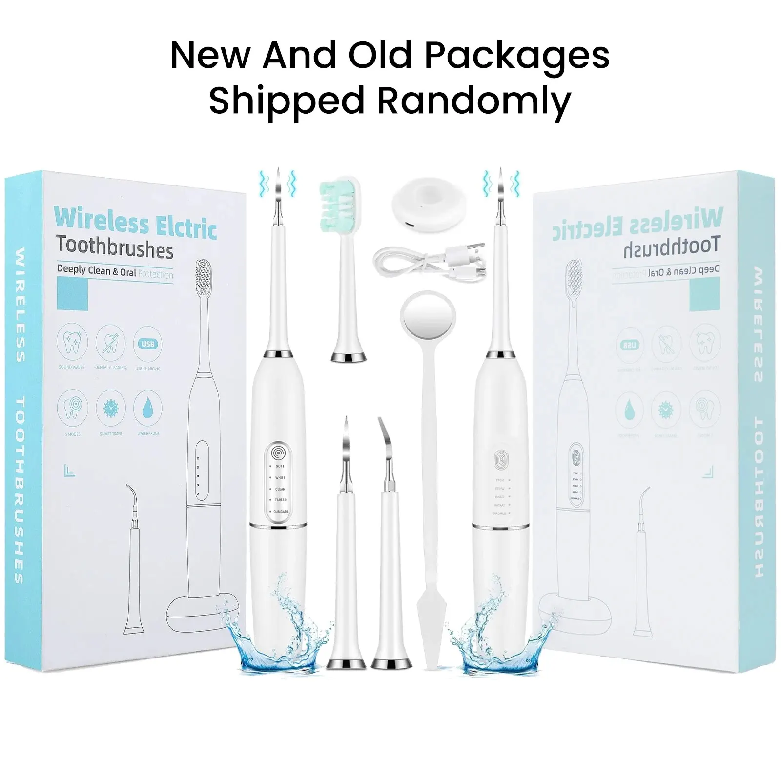 Ultrasonic Electric Toothbrushes Sonic Waterproof USB Charger Tooth Brushes Replacement Timer Dental Calculus Remover