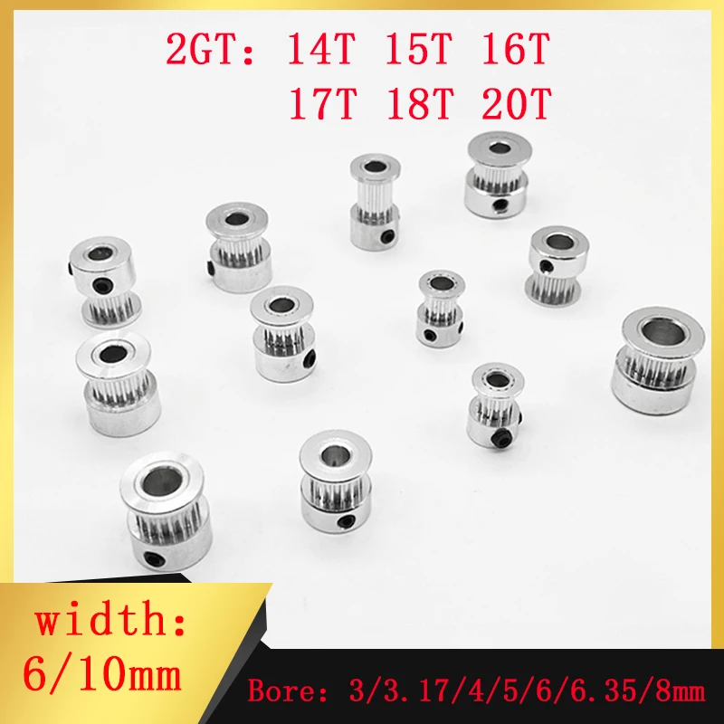 2GT 2M14T 15T 16T 17T 18T 20Teeth GT2 Otwór na koło pasowe rozrządu 3/3.17/4/5/6/6.35/8mm szerokość paska 6/10mm koło pasowe synchroniczne
