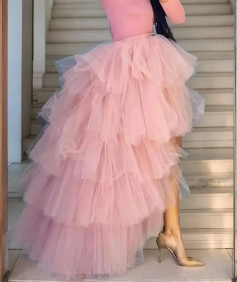 Faldas tutú de tul escalonadas para mujer, falda de pastel en capas Irregular Hi-Lo, media falda acampanada con cintura elástica, vestido de baile, enagua, tamaño libre