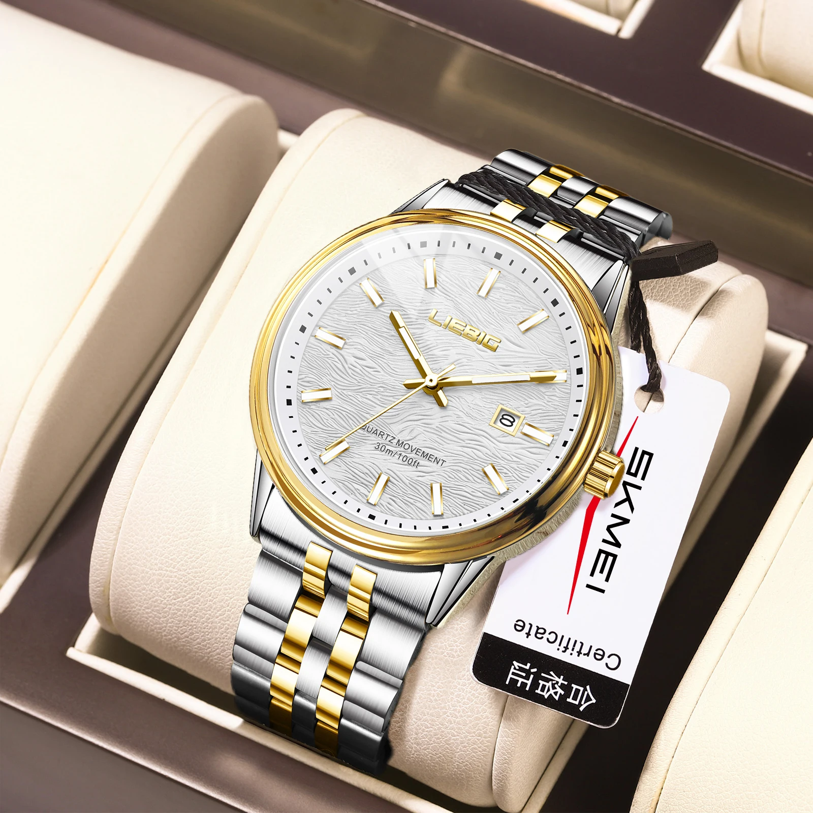 

LIEBIG роскошные кварцевые часы из нержавеющей стали, модные деловые классические часы, водонепроницаемые наручные часы для мужчин и женщин, Reloj Hombre