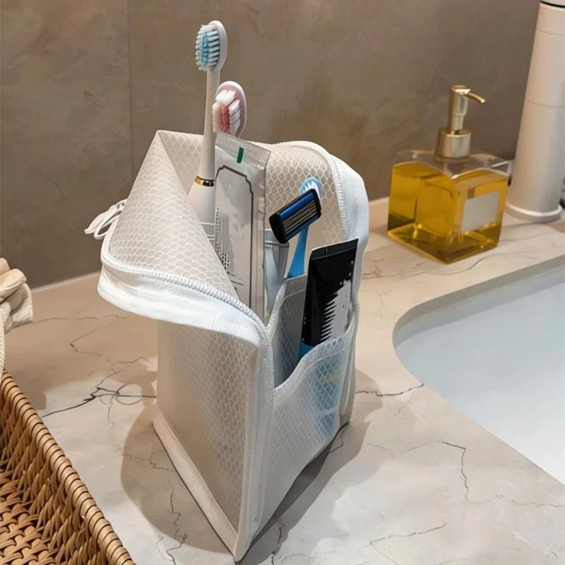 Große Kosmetiktasche mit hoher Kapazität, wasserdicht, platzsparend, faltbar, für Reisen, mit Reißverschluss, vertikal stehend. – Detail 11