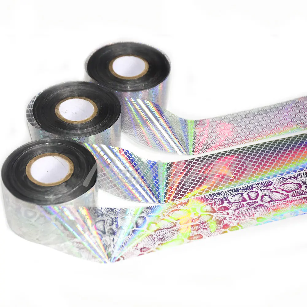 100m Holographic Mermaid Nail Foils  Animal Print Foil Paper Stickers Decal Sliders Transfer Foil Snakeskin Print