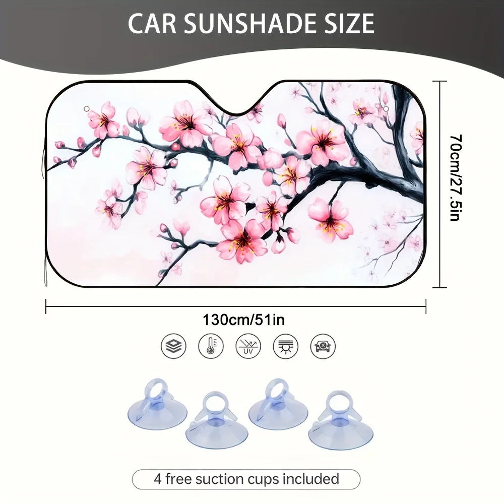 One Piece Of Cherry Blossom Branches For The Car Sun Visor, Designed For Multiple Stops And Lunch Breaks, Enhances Interior Comf