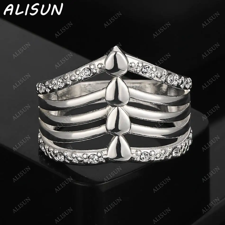 

ALISUN 925 Sterling Silver Size 7-10 Zircon Crown Wedding Ring For Women Grace Jewelry Trend Fashionable Birthday Party Gifts