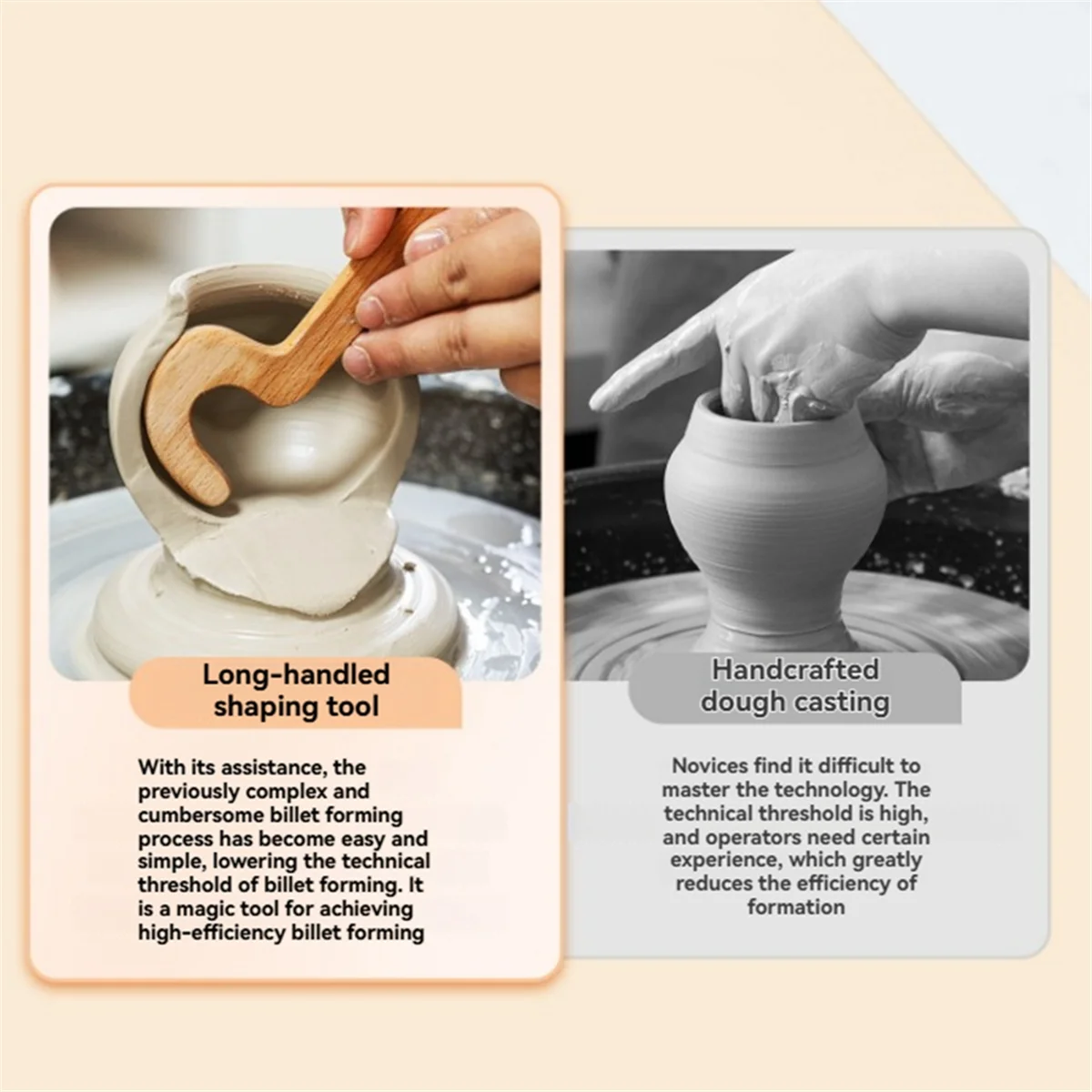 A002 Pottery Tools Wooden Long Handle Blank Elongated Pot Auxiliary Ceramic Bottle DIY Hand Elongated Smooth Modeling Tool B view 3