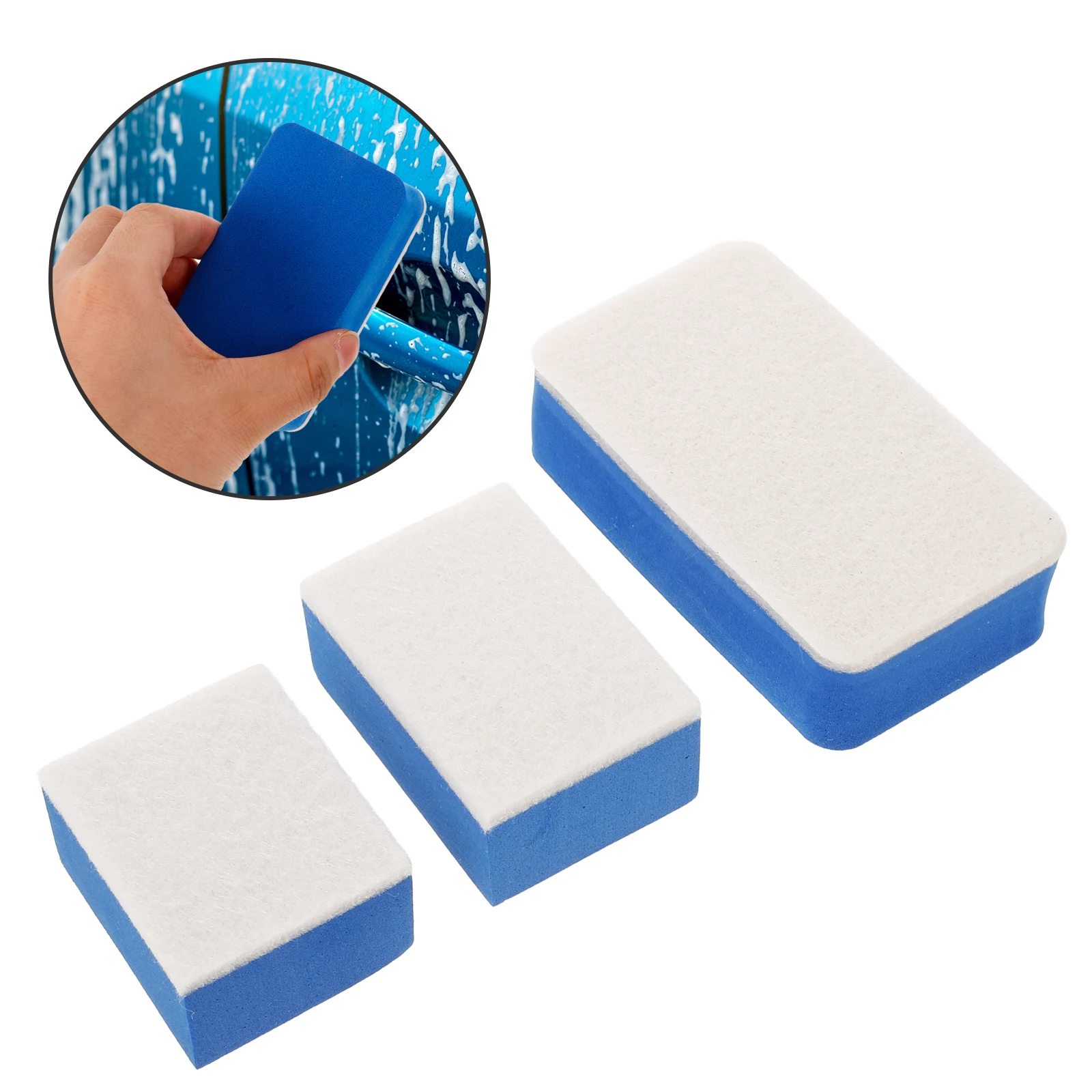 

3pcs Oil Film Remover Sponge Car Glass Cleaner Windshield Tool Brush For Automotive Anti Rain Mist Durable Wet Dry Use Window