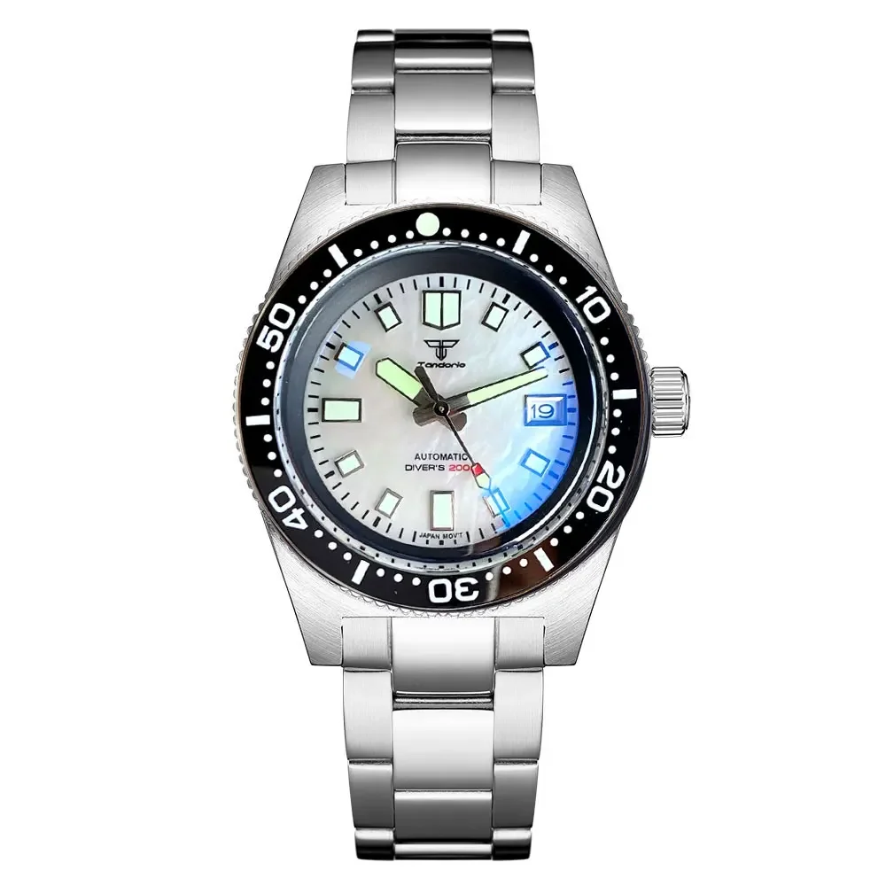 

Tandorio MOP Dial 62MAS NH35 Automatic Movement AR Domed Sapphire Glass Luminous 300M Waterproof Diver Men Watch bracelet