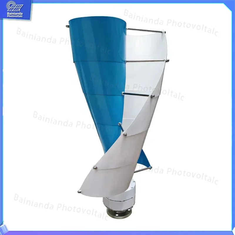 50W 100W Vertical Wind Turbine Generator 12V 24V Spiral Wind Solar Hybrid System Kit for Home Marine Rooftop Off Grid Power