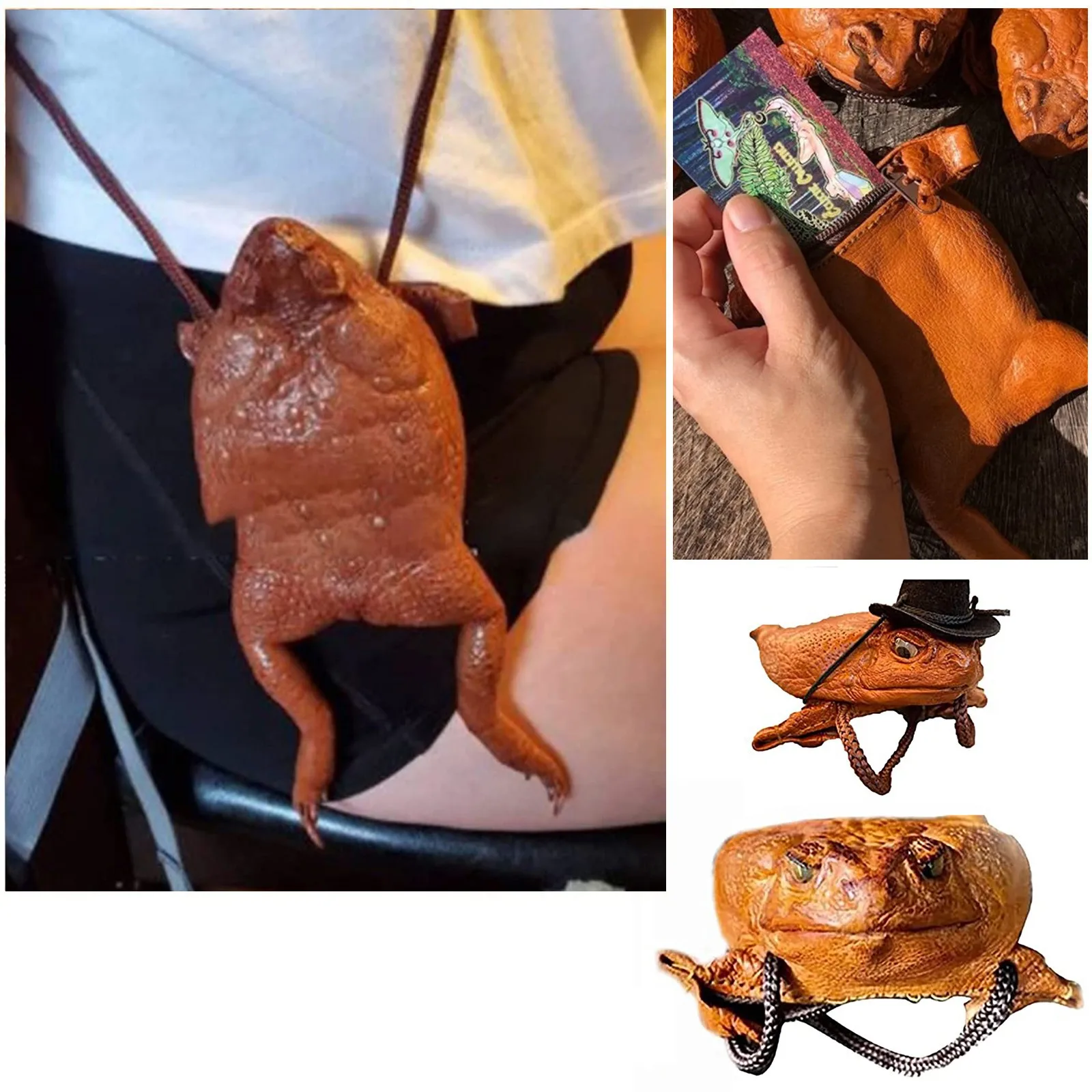 Sugar Cane Toad-Full-Body Purse, Coin Pouch Made From Taxidermy Cane-Toad Simulation toad coin purse, fun wallet