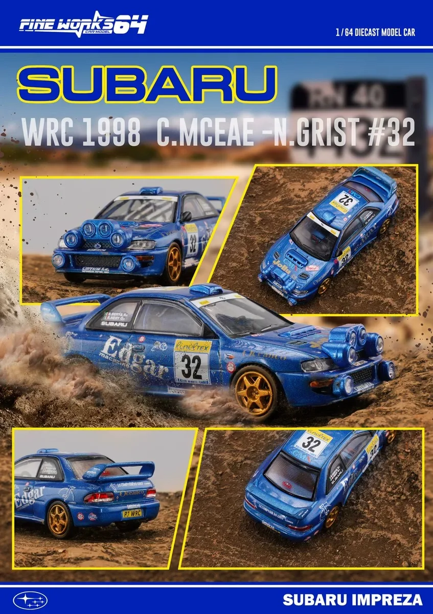 

Fineworks64 1:64 Subaru GC8 WRC Rally Champion Race Литая под давлением модель автомобиля