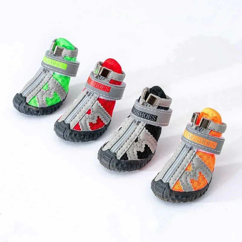 Comfortable Anti Drop Dog Shoes with Front Opening Zipper, Mesh Breathable, Small and Medium-Sized Dogs, Outdoor Wear-Resistant