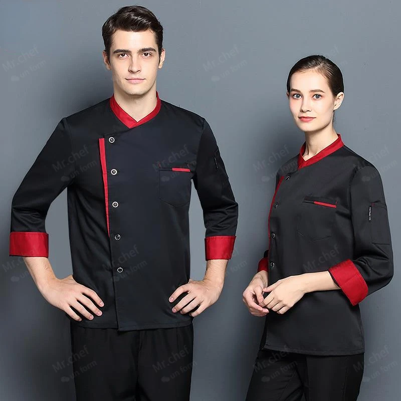 Restaurant Chef Jacket Long Sleeve Hotel Cafe Kitchen Work outfit Bakery Cooking Tops Fast Food Chef Uniform coat men customized