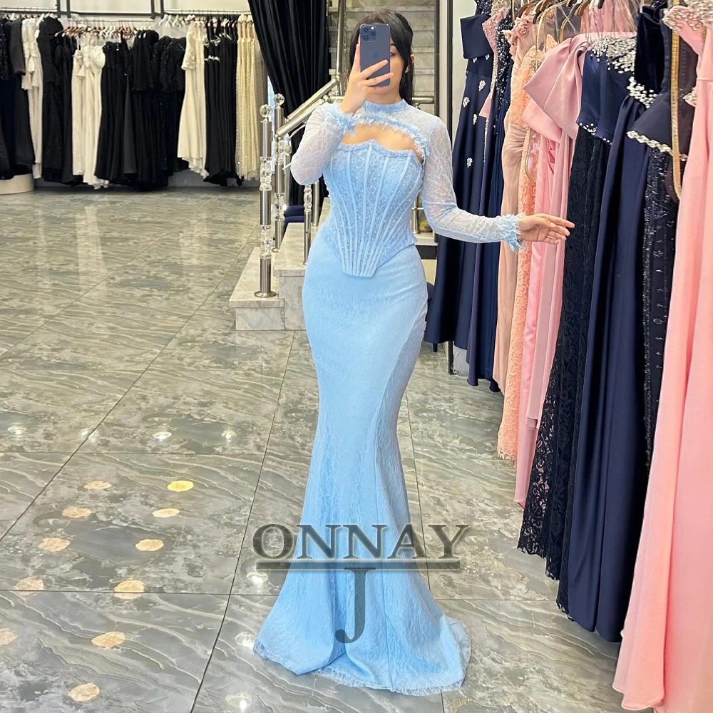 

Customized Trendy Lace Appliques Evening Dresses Corset Mermaid Pearls Strapless for Women Dubai Vestidos De Fiesta Kuwait Plus