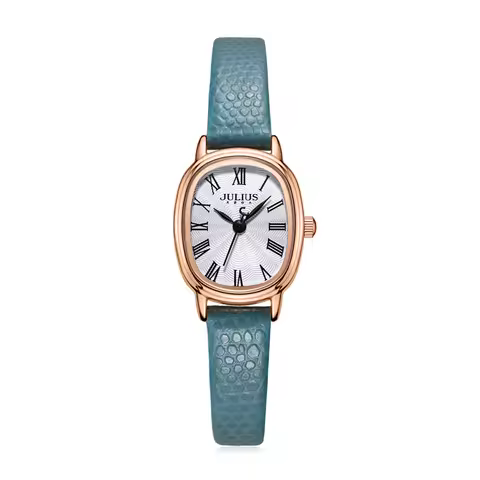 Small Elegant Oval Women's Watch Japan Mov't Lady Hours Fine Fashion Real Leather Bracelet Girl's Gift Julius Box
