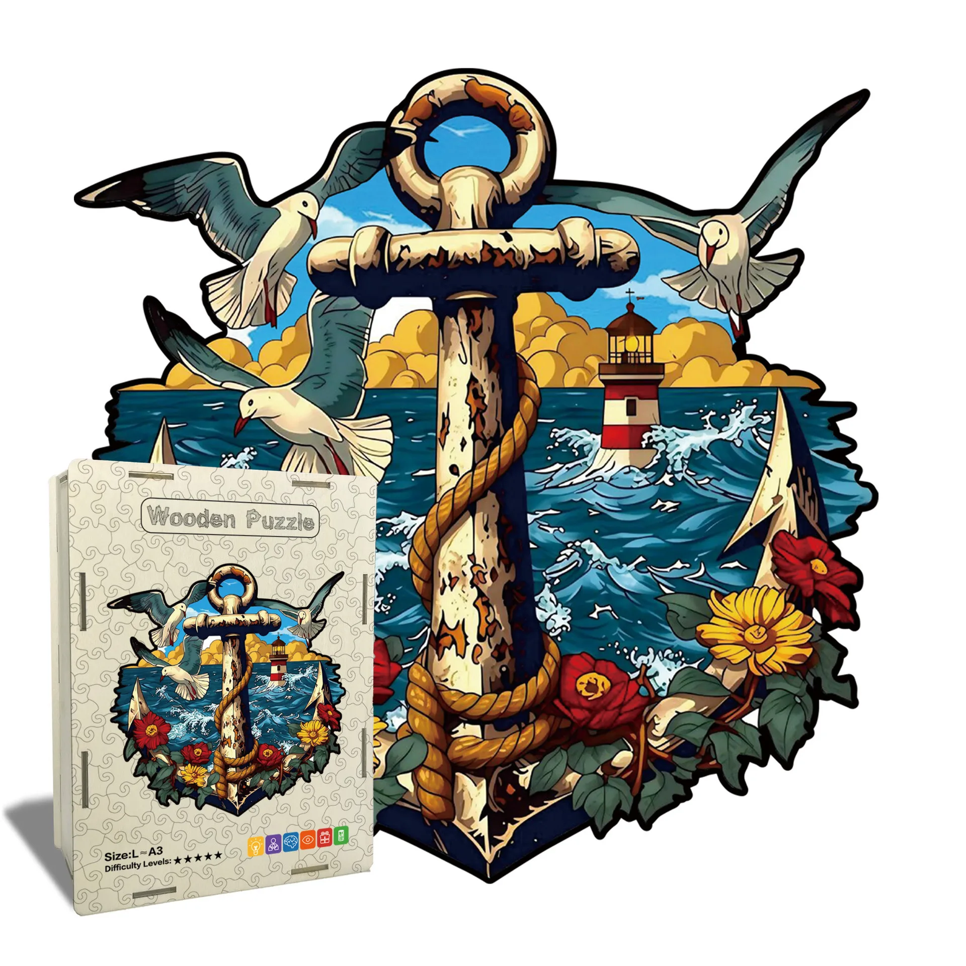 151/211 قطعة مرساة بازل قطع خشبية غير النظامية على شكل لغز لعبة تخفيف التوتر هدايا عيد الميلاد ألعاب تعليمية ممتعة