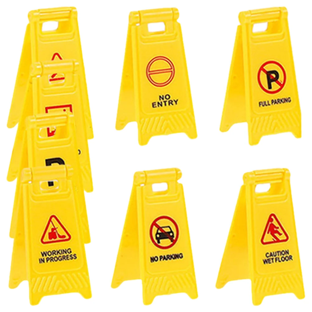 8 Pcs Children's Transportation Toys Kids Traffic Signs For Street Road Miniature Cognitive Plastic