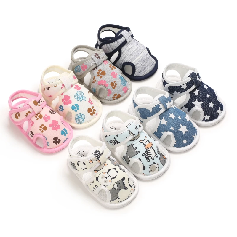 Baby Shoes Boys Girls Cute Bear Animal Print Sandals Cotton Soft Sole Newborn Walker Toddler Shoe