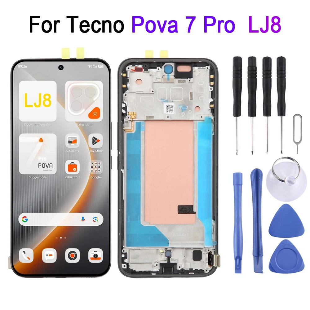 6.78-inch AMOLED Screen with Frame For Tecno Pova 7 Pro 5G, LJ8 Phone Display Touch Screen Repair Replacement Spare Part