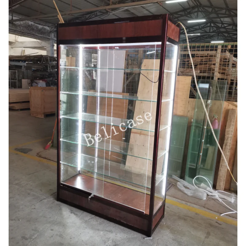 

customized.Retail Store Glass Display Counter Cheap Smoke Shop Showcase with Lighting Glass Showcase