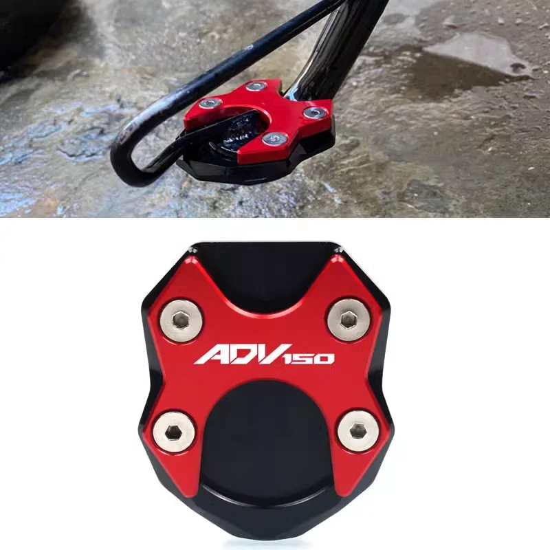 

Motorcycle CNC Aluminum Kickstand Sidestand Stand Extension Enlarger Pad For ADV150 X-ADV150 ADV 150 2019-2023