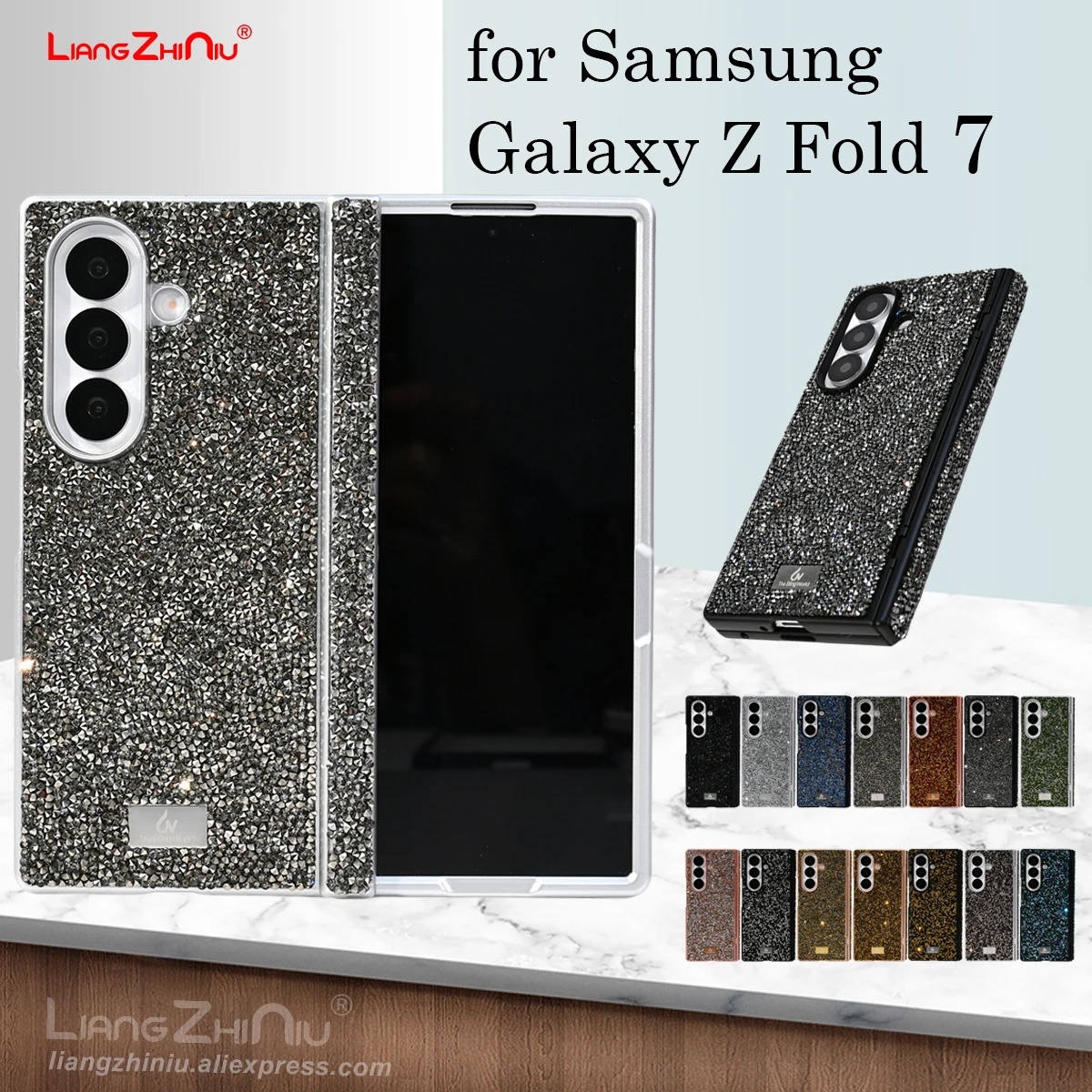

Чехол для телефона Samsung Galaxy Z Fold 7, чехол премиум-класса с блестками и бриллиантами, кристаллами, ТПУ + ПК, роскошный противоударный складной чехол с блестками и драгоценными камнями