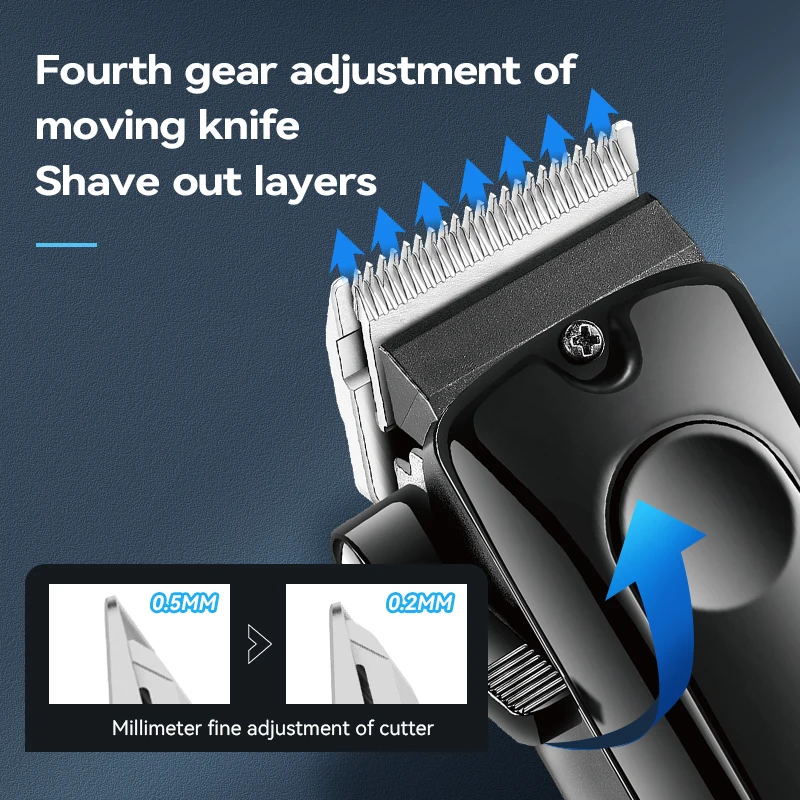 Adjustable Powder Metallurgy Tool Head Hair Clipper Kemei Km-5082 Usb Charging Base Digital Display Hair Trimmer