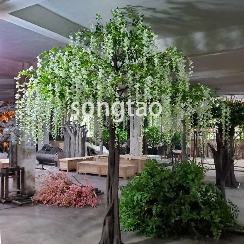 Custom. songtao Customized Artificial Silk Wisteria Blossom Tree Large Artificial White Wisteria tree