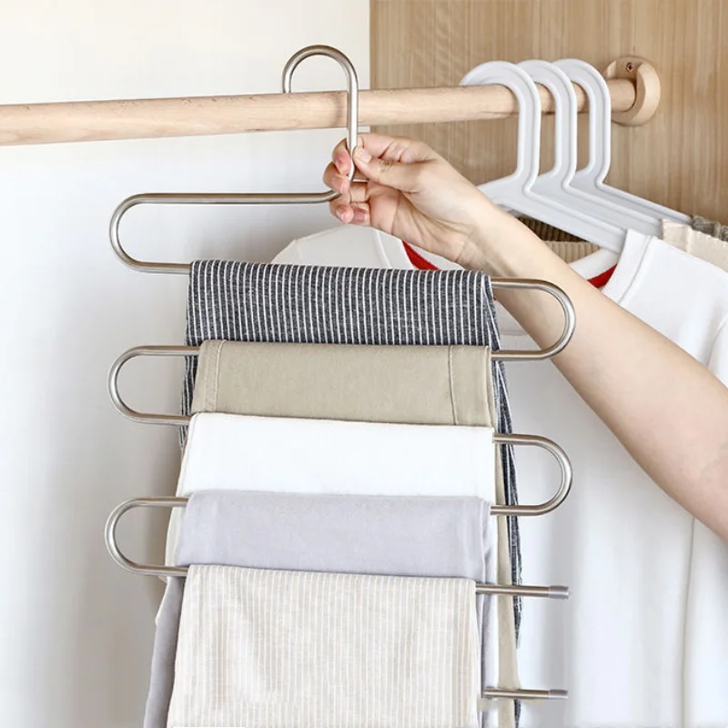 5 Layers Multi-functional Clothes Hangers Non-slip Pant Storage Rack Cloth Rack with Multiple Functions for Hanging and Storage