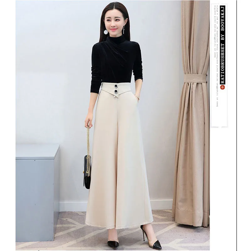 Comfortable Pocket Fashion Wide-Leg Pants Ladies Spring And Summer High Waist New Loose Joker Drape Straight Simple Casual Pants