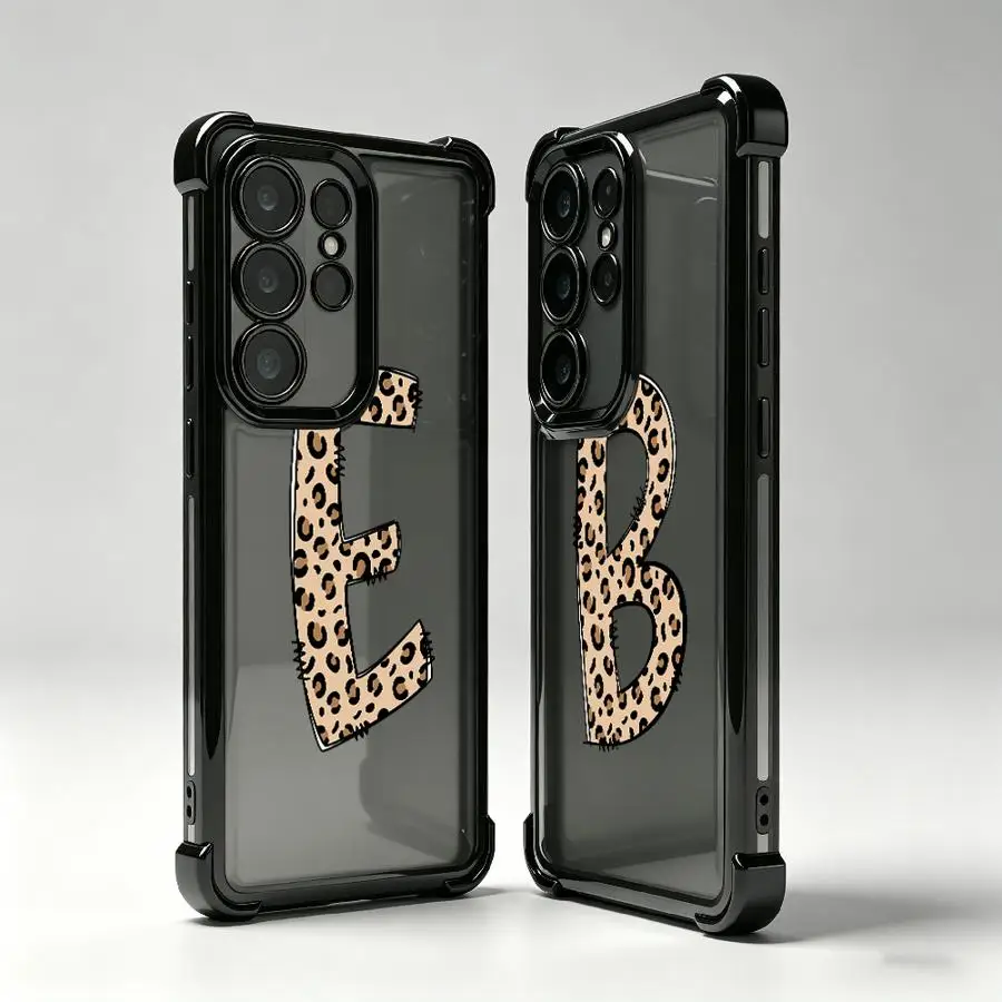 Case for Samsung Galaxy 26 S24 FE S25 Edge Note 20 Ultra S22 Plus S20 Ultra S23 S21 Phone Cover Leopard Letter B E