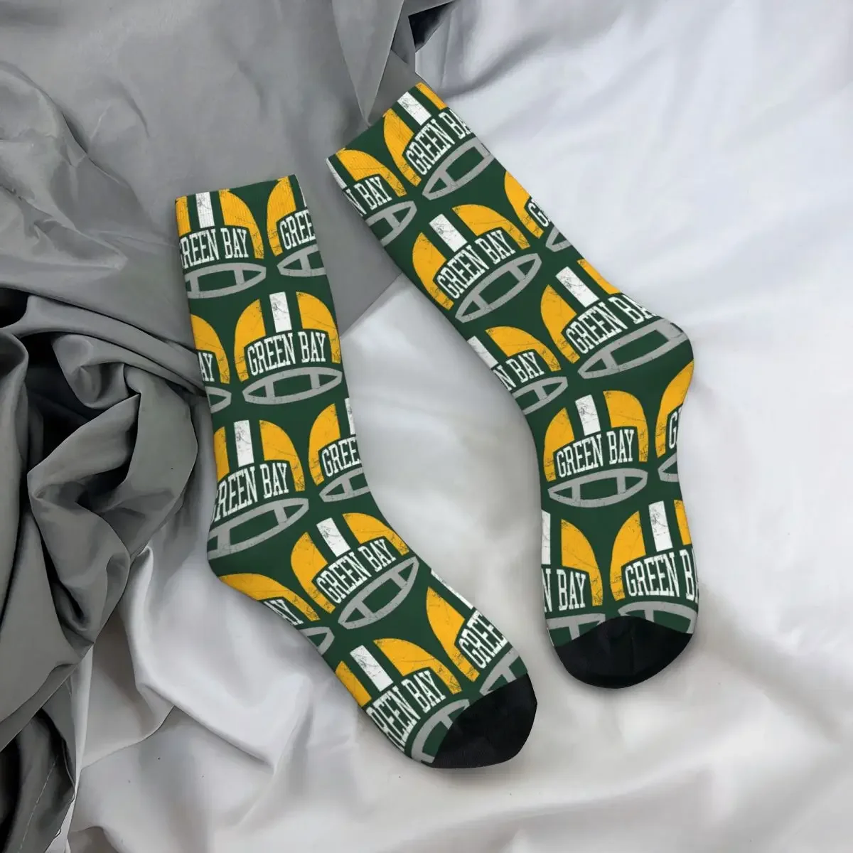 Green Bay Retro Helmet - Green Socks Harajuku Sweat Absorbing Stockings All Season Long Socks Accessories for Man's Woman Gifts