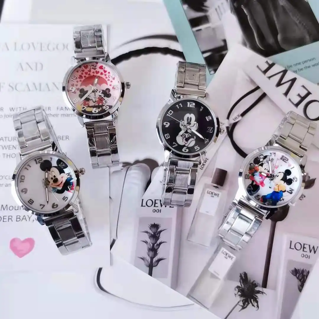 Kinderen Horloge Disney Mickey Minnie Leuke Jongen Meisje Cartoon Mickey Mouse Rvs Waterdichte Quartz Horloge Verjaardag Cadeaus