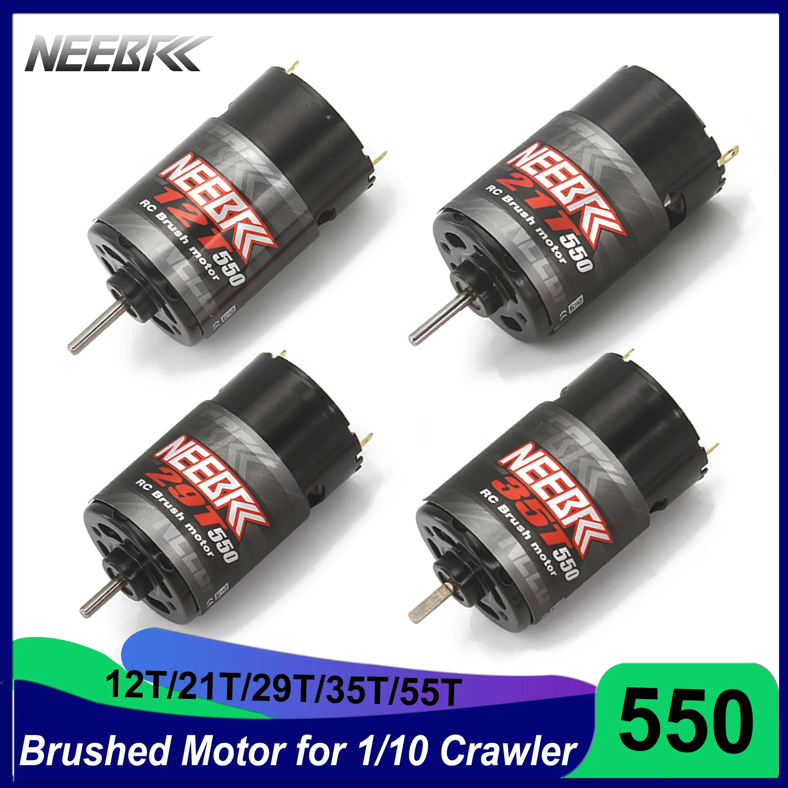 

NEEBRC Waterproof 550 Brushed Motor 12T 21T 29T 35T for 1/10 RC Car Crawler Axial SCX10 AXI03007 JL 90046 TRX4 TRX6 Wltoys WPL