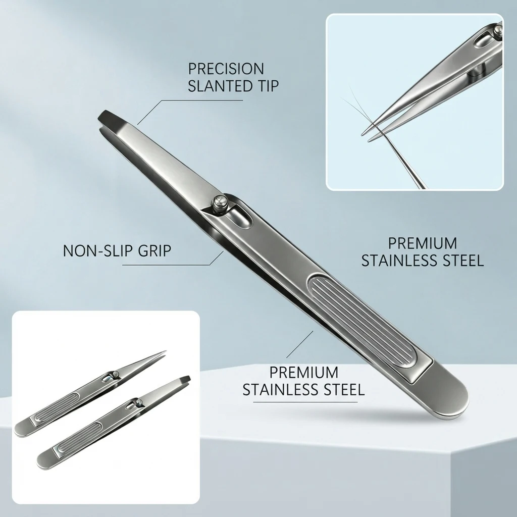 1pc/2pcs Leverage Eyebrow Tweezers Precision Stainless Steel Slant/Pointed Tip Effortless Hair Removal Tweezer for Women Men