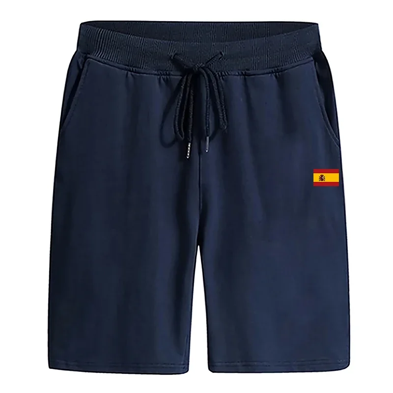 Spain Flag Print Casual Shorts Summer Male Daily Walking Sports Running Shorts Gym Fitness Outdoor Cycling Knee Length Shorts