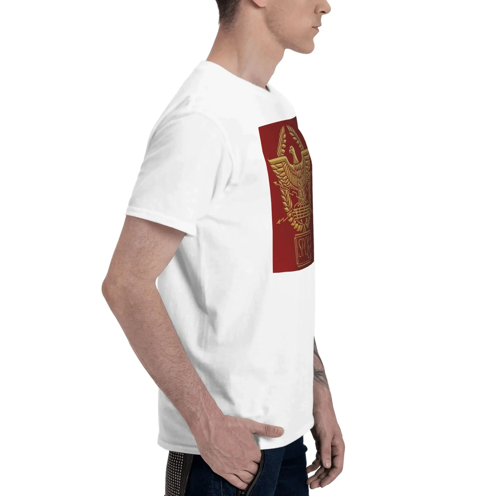 Gold Roman Aquila Eagle SPQR Men T-Shirt Oversized T Shirts Men's Round Neck Cotton Tees Short Summer Male