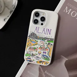 AL AIN Personalized Customized Letter Leather Case For Iphone 15 16 pro max 14 13 Pro Max 12 Mini 11 kafr letters Luxury Covers