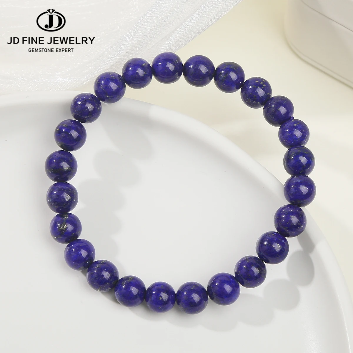 JD Natural Lapis Lazuli Stone Bead Bracelet Homme Original High Quality Energy Healing Jewelry for Women Men Birthday Party Gift