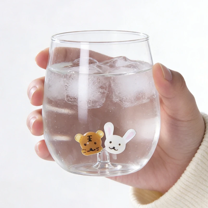 

New 3D Animal Shaped Glass Cups Cute High Beauty Drinking Mug Creative Milk Cups Elegant Office Coffee Cups Exquisite Tableware