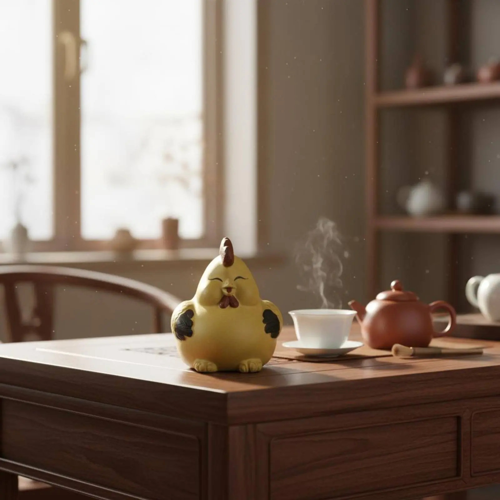 Zisha Chicken Tea Pet Good Luck Token Zisha Tea Pet Lavender Clay Creature Sculpture Develops Patina Over Time for Office Desk