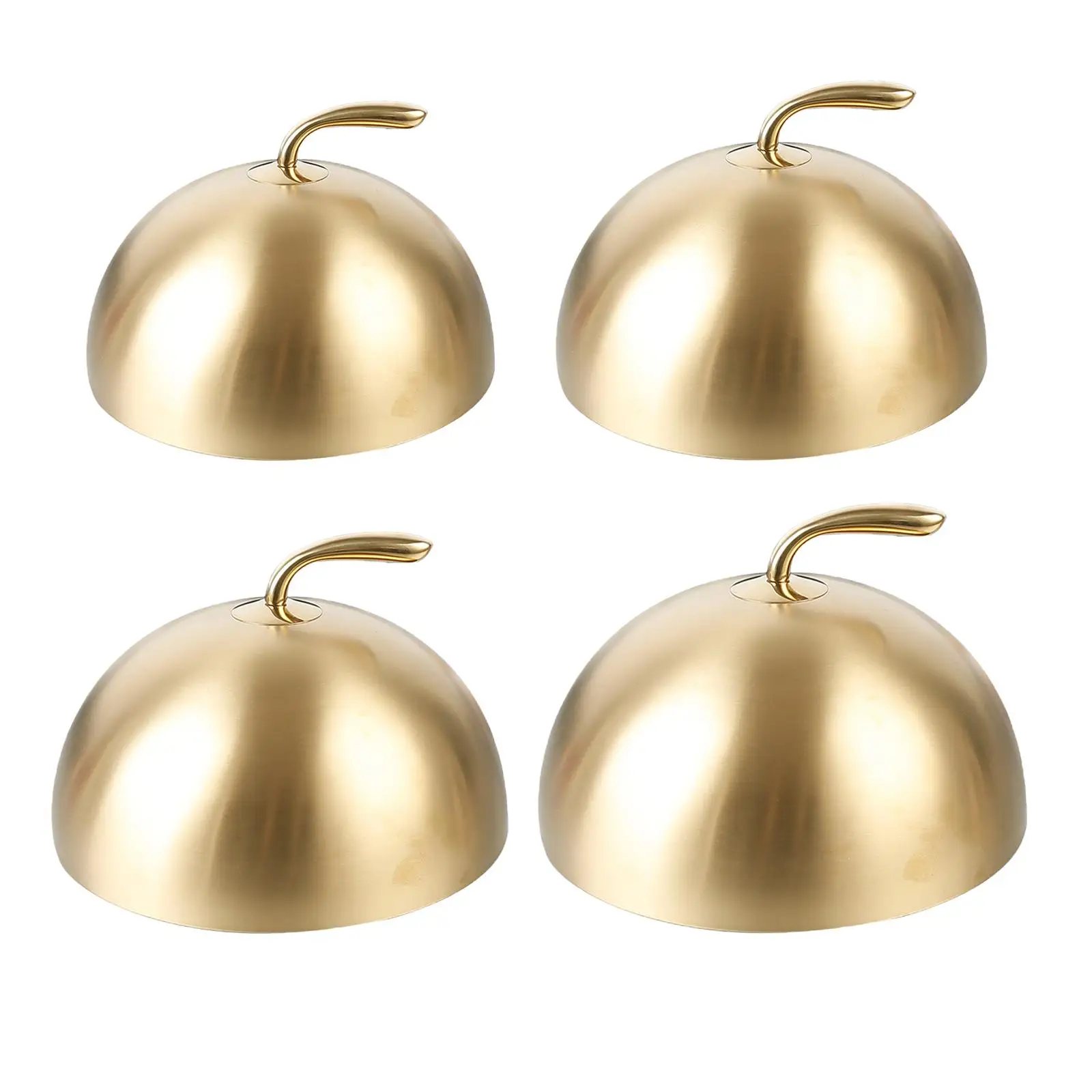 

Luxury 304 Stainless Steel Plate Lid High-Grade Food Cover Teppanyaki Western Dome With Golden Top 20/24/26/28cm