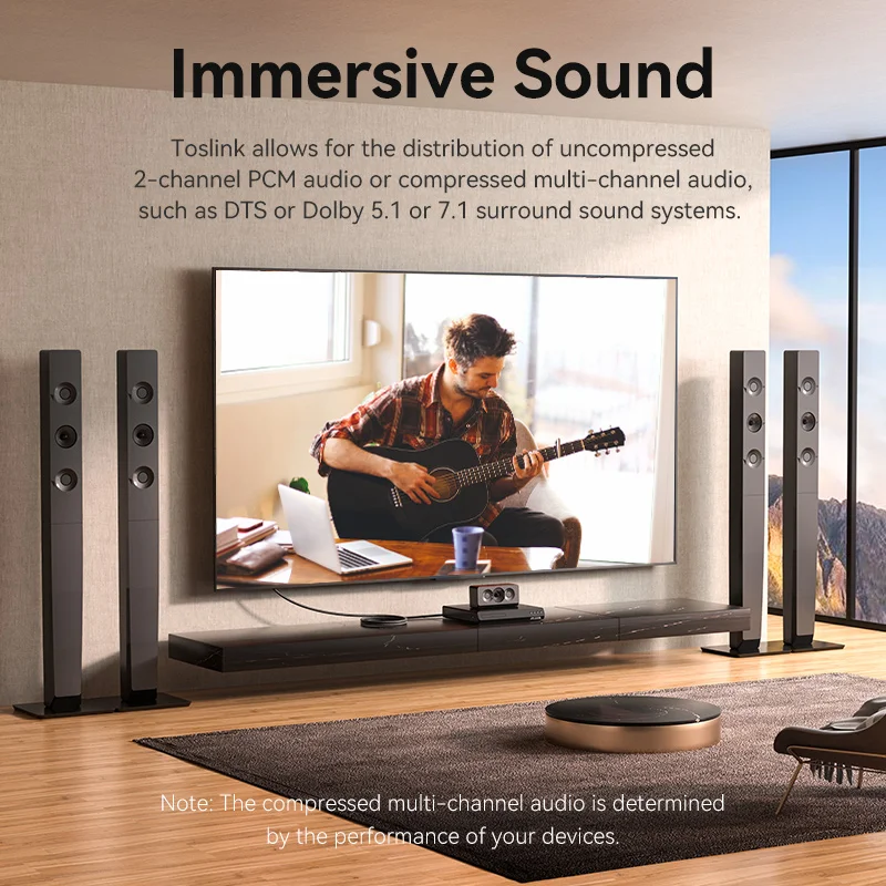 Vention Optical Audio Cable 90-Degree Male to Male for TV Amplifier Audio Processor Sound Bar PS4 Xbox Audio Optical Fiber Cable