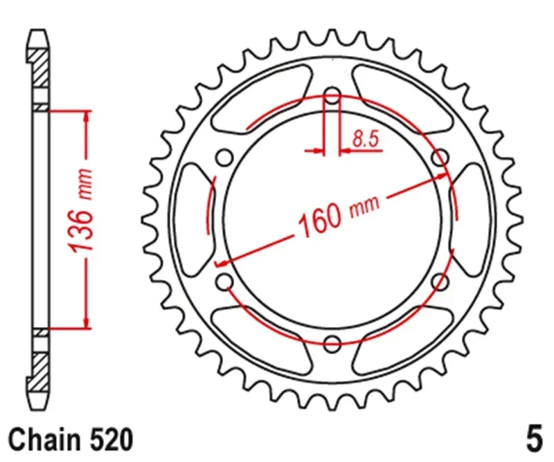 520 Motorcycle Rear Sprocket For Aprilia 125ETX 84  Tuareg 85-87 600 88-92 90-93 650Pegaso Factory 07-09