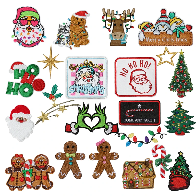 1PC Frohe Weihnachten Santa Claus Gestickte Patch Eisen Auf Nähen Auf Patches Für Kleidung Kappe Tasche Jacke DIY Geschenk heißer Klebe Abzeichen