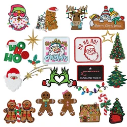 1PC Merry Christmas Santa Claus Embroidered Patch Iron On Sew On Patches For Clothes Cap Bag Jacket DIY Gift Hot Adhesive Badge