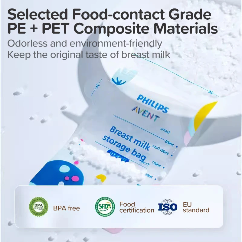 Avent saco de armazenamento de leite materno 200ml sacos de armazenamento de leite amamentação para refrigeração e preservação de leite materno, 30 peças