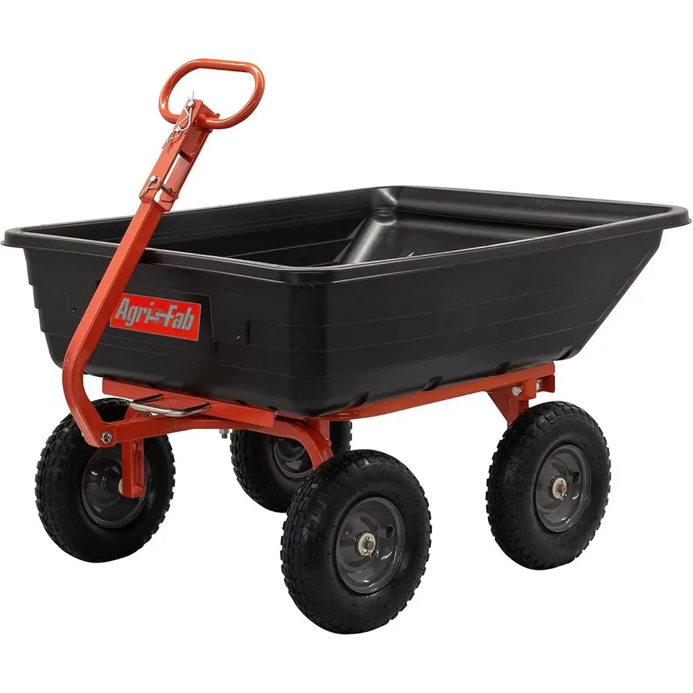 45-0594 4-Wheel Poly Convertible Pull/Tow Garden Dump Cart, 1200lb Capacity, Black