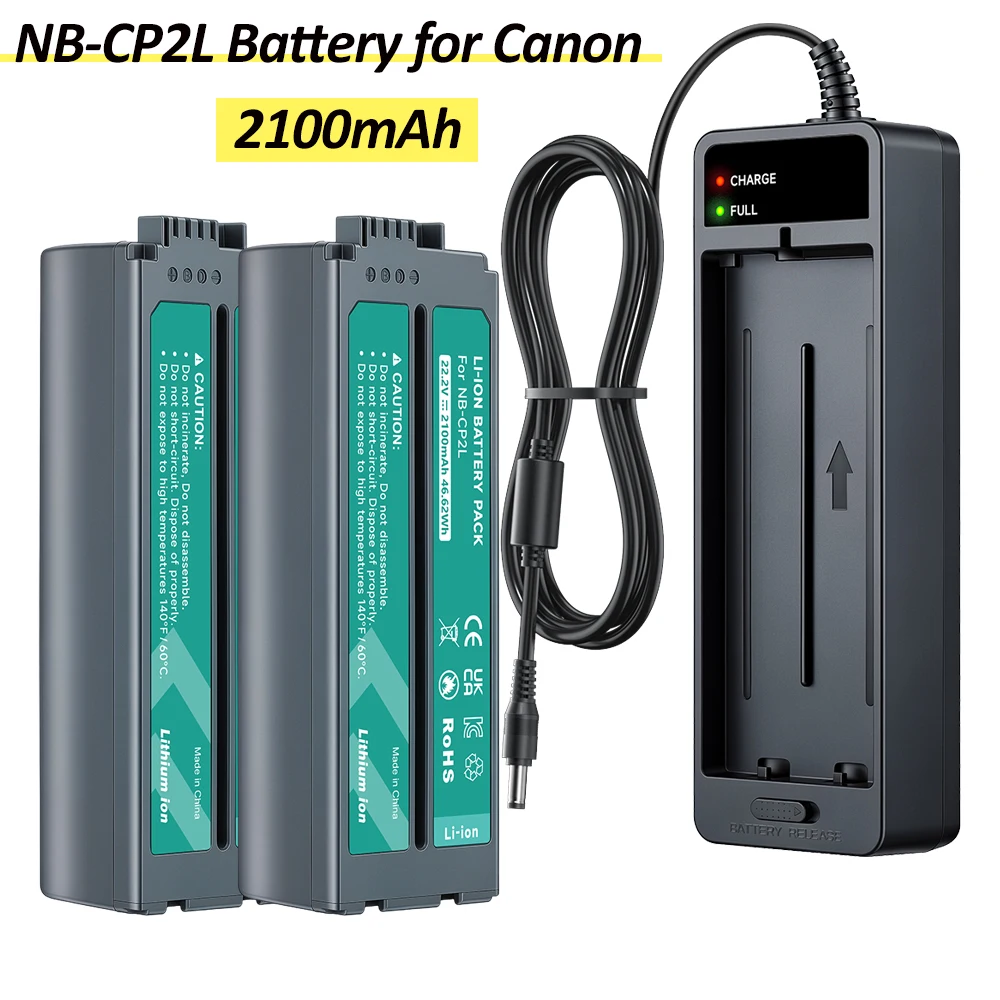 2100mAh für NB-CP2L NB-CP2LH Akku für Canon SELPHY NB-CP1L CG-CP200 CP1500 CP1300 CP510 CP600 CP800 CP900 CP1200 CP1300 CP1500 NB CP2L Ersatzakku mit LED-Schnellladegerät für Fotodrucker