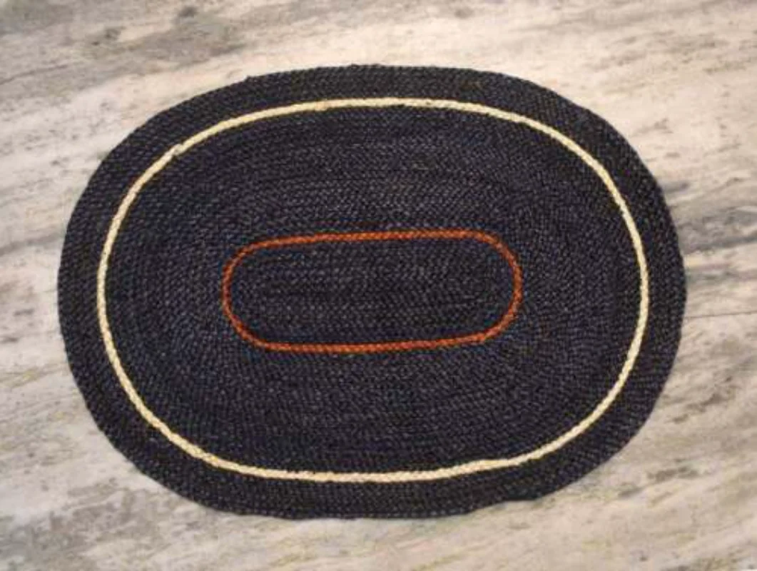 Jute Rug Carpets for Living Room Black Oval Rug with White & Orange Stripe Jute Oval Runner Home Decor